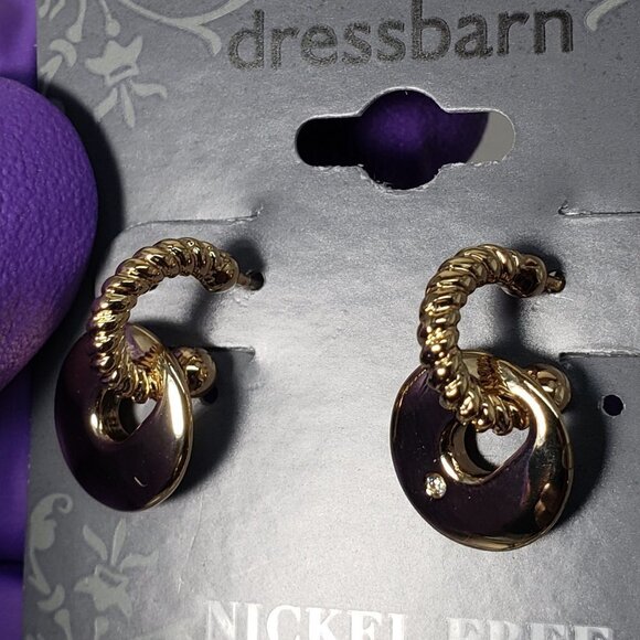 2/$30 Gold tone Dainty Interconnected Hoops Post Drop Earrings, 0.75" - Jewelry - Picture 5 of 11